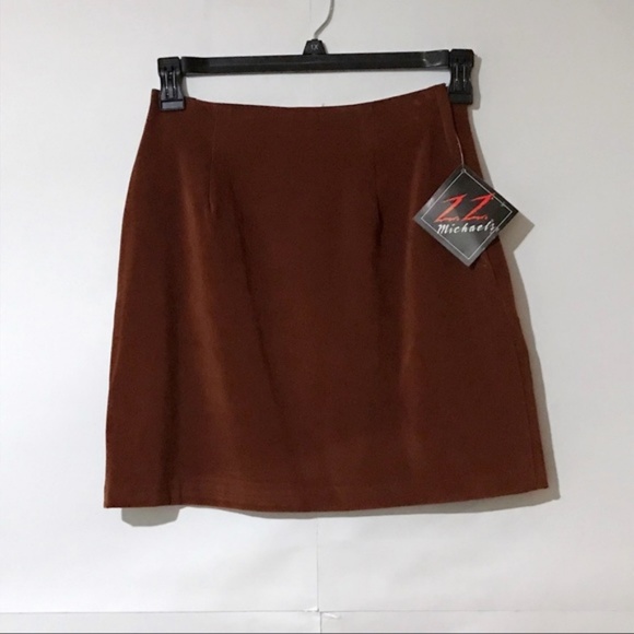 Vintage Dresses & Skirts - NWT vintage rust colored suede A-line miniskirt
